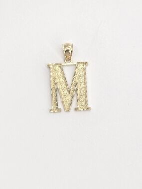 14k Real Gold Letter M Pendant For Neckalace - Charm
